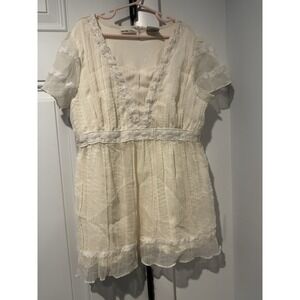Vintage Mary Kate Ashley Cream Boho Top Flowy Tunic Y2K Fairy Girls XL 14/16